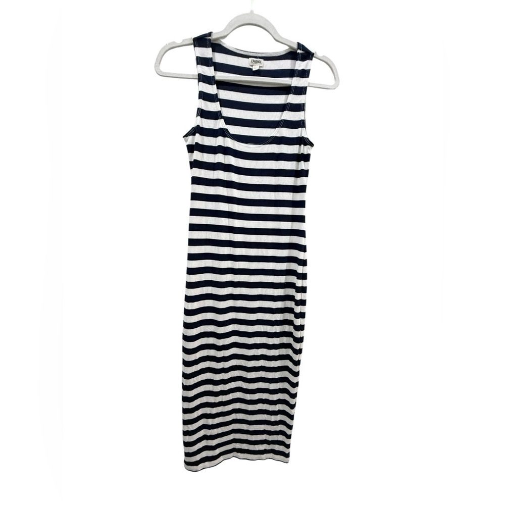 L’AGENCE Ivanna Navy & White Striped Ribbed Midi Tank Dress XS - Picture 8 of 10